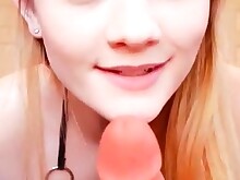 Blonde Deepthroat Dildo Solo Sucking Teen Toys