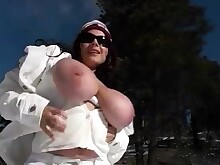 Big Tits Boobs Brunette Bus Busty Couch Nipples Outdoor Solo
