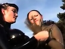 Brunette Fingering Gorgeous Latex Lesbians Outdoor Pussy