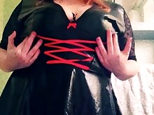 Amateur Brunette Latex Masturbation Solo Strip Tease