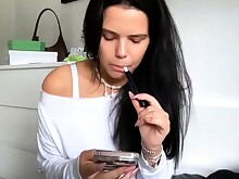 Amateur Brunette Crazy Cute Jerking Solo