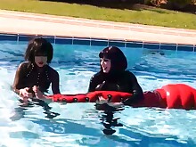 Bdsm Domination Fetish HD Latex Outdoor Pool