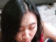 Amateur Asian Babe Blowjob Girlfriend POV Sleeping