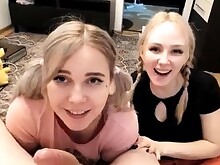 Amateur Awesome Blonde Blowjob Cute Girlfriend POV Teen Threesome